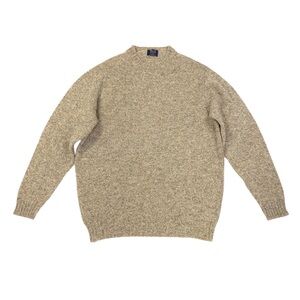 William Lockie Lambswool Knit Sweater Men's Size XL Gray Brown Made in Scotland